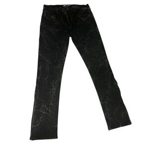 PRPS Men’s Black Marble Coated Jeans Size 36 | Textured Crinkle Finish Denim